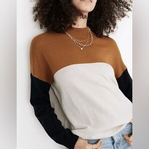 Madewell Alpaca Blend Colorblock Ashbury Mockneck Sweater